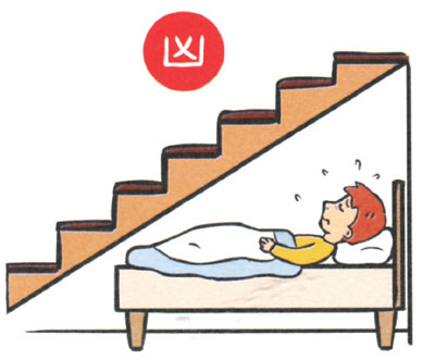 Bed below staircase