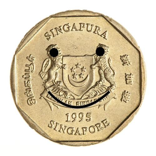 Singapore 1 Dollar Coin HAppy Face