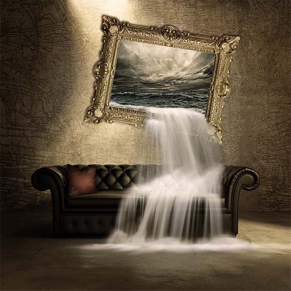 Hanging painting of water